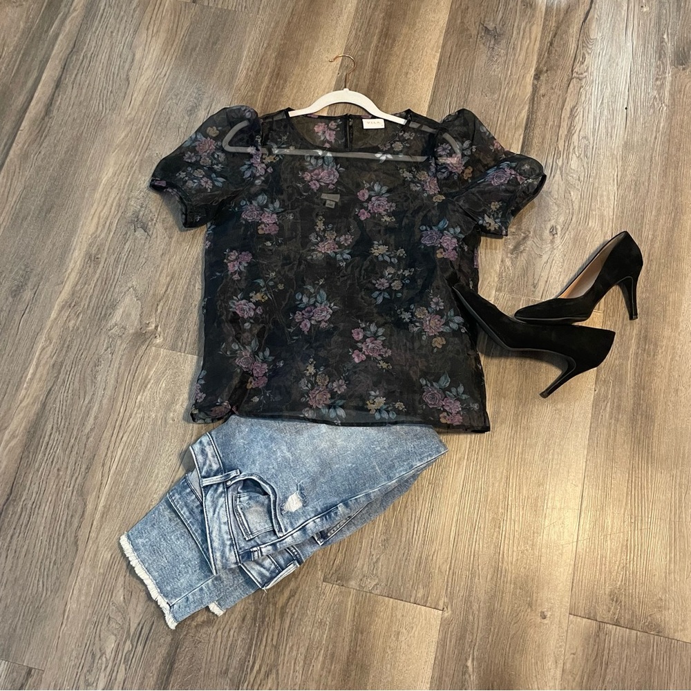 Women’s Organza Sheer Floral ASOS Top